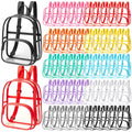 Aliceset 50 Pcs Clear Backpack Bulk Waterproof Transparent Colorful Bookbag Donation Supply Kits for Women Men (18 Inch)