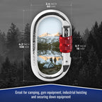 25Kn Climbing Carabiner Clip - Heavy Duty O-Shape Steel Locking Caribeaner - Uiaa / Ce Certified Rock Climbing Gear - Strong Lar