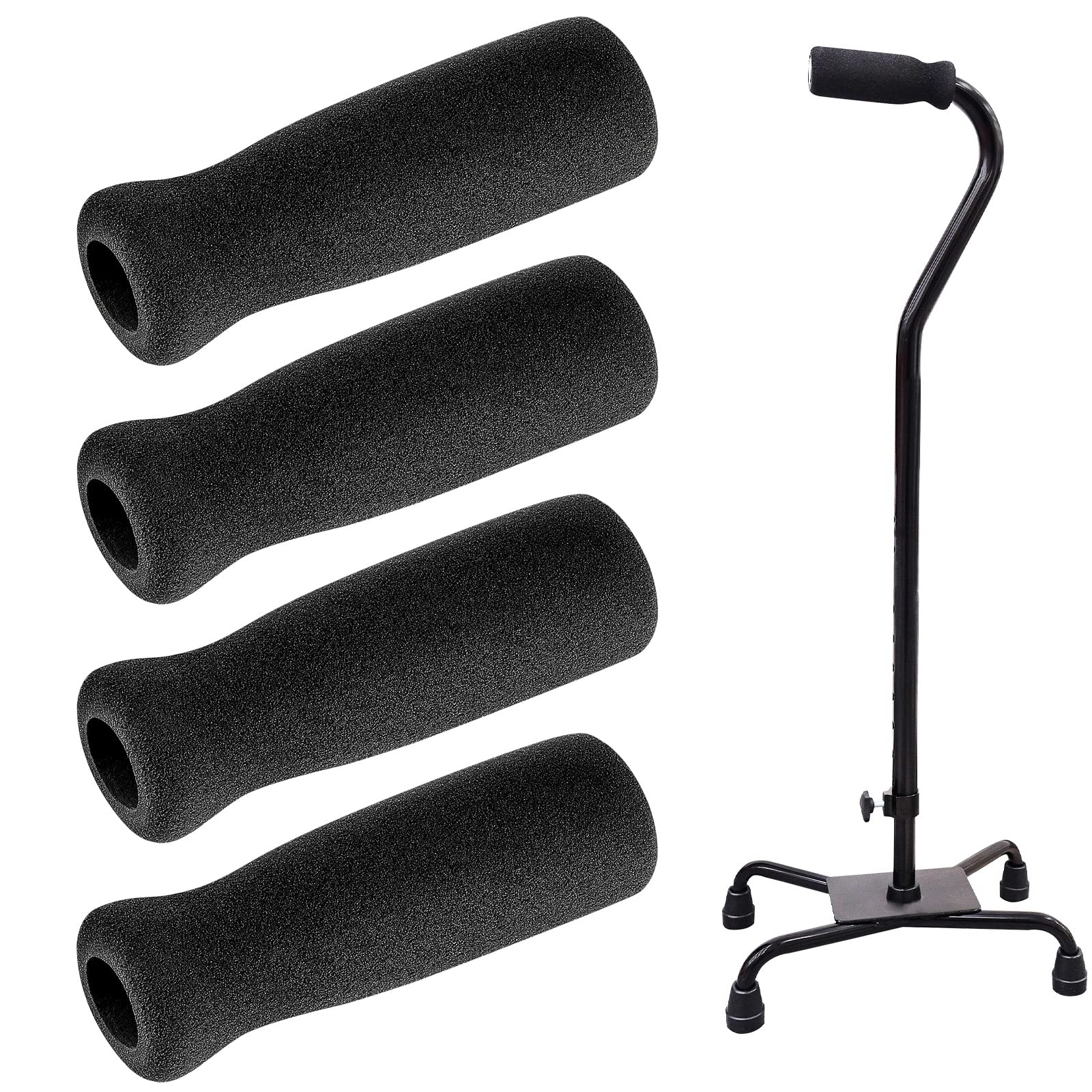 Timtin Foam Cane Handle Grip Replacement Offset Walking Hand Foam Handle For Bicycle Handlebars 4.53 X 0.98 X 0.98 Inch, Black(4