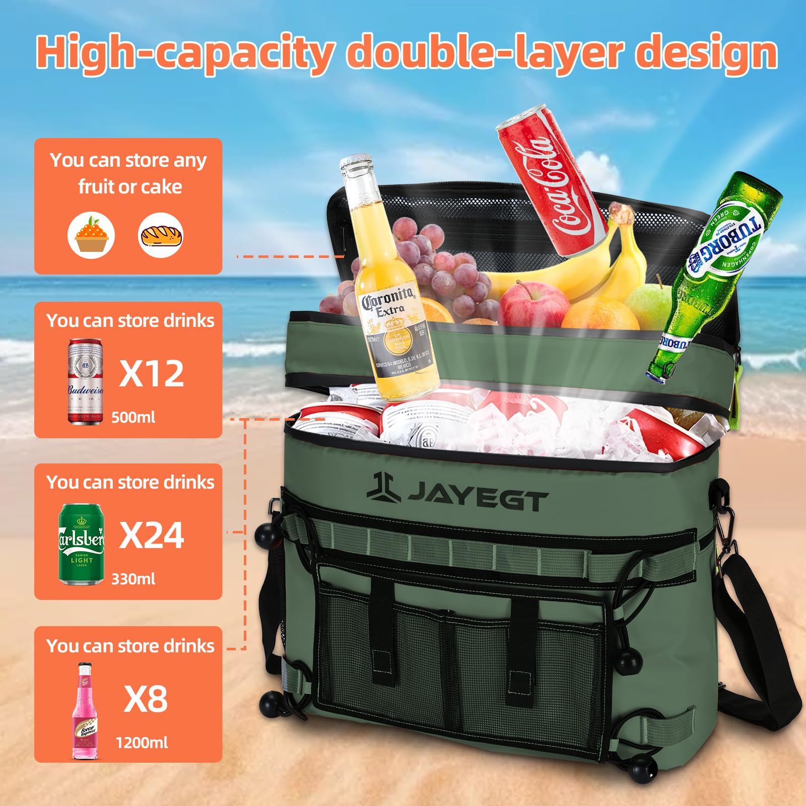 Kayak Cooler Behind Seat - Waterproof Cooler Bag Compatible With Lawn-Chair Seat Kayak,Kayak Accessories Camping Cooler, Portabl