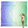 Sunlit 10'X9' Extra Large Boho Sand Proof Beach Blanket, Sand Proof Mat With Corner Pockets And Mesh Bag For Beach Party, Travel