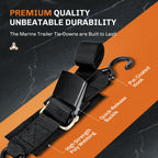 Welluck Boat Trailer Transom Tie Downs Straps 1200 Lbs, 2'' X 4' Adjustable Boat Buckle Transom Tie Downs To Trailer, Marine, Je