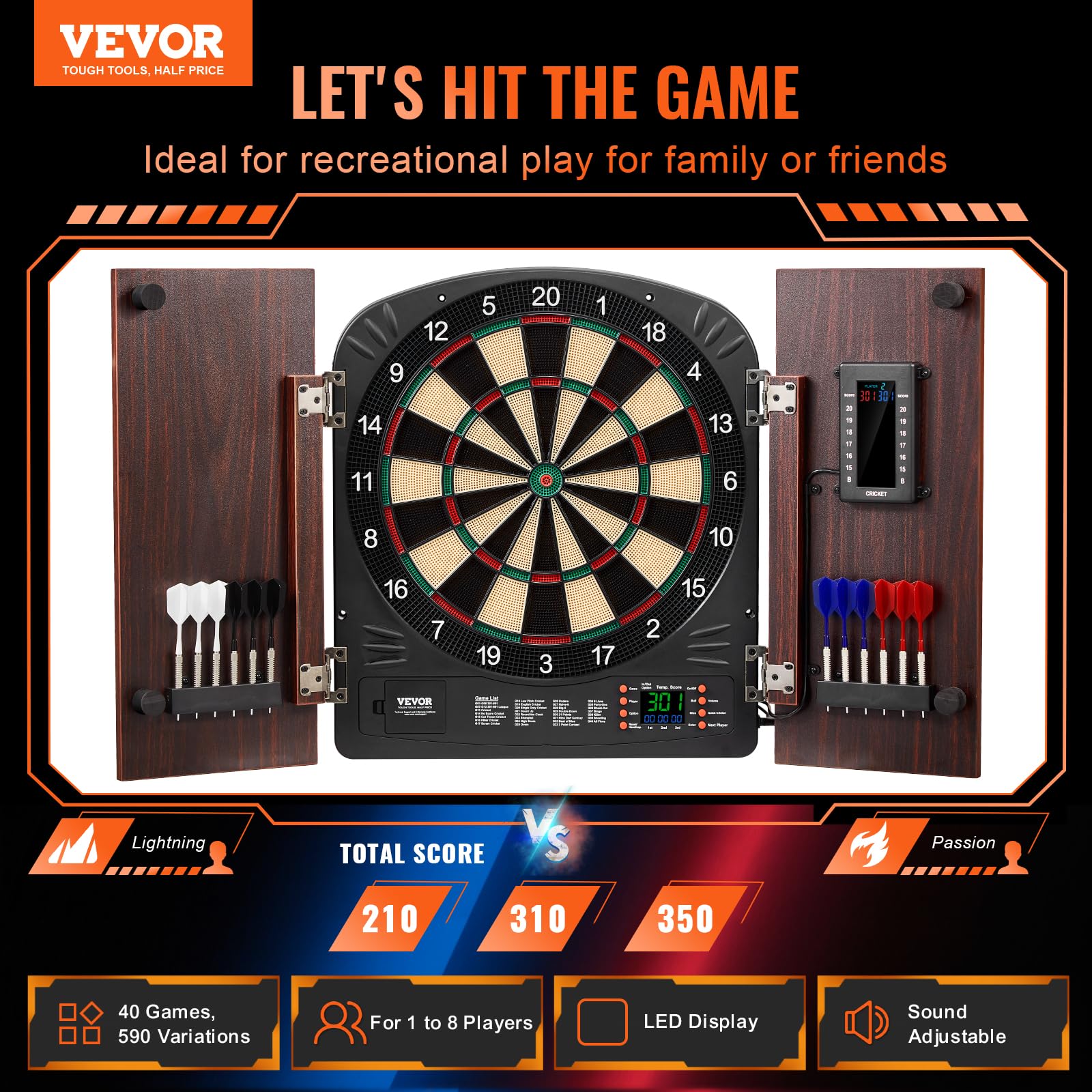 Vevor Dartboard And Cabinet Set Complete With All Accessories Easy Assembly