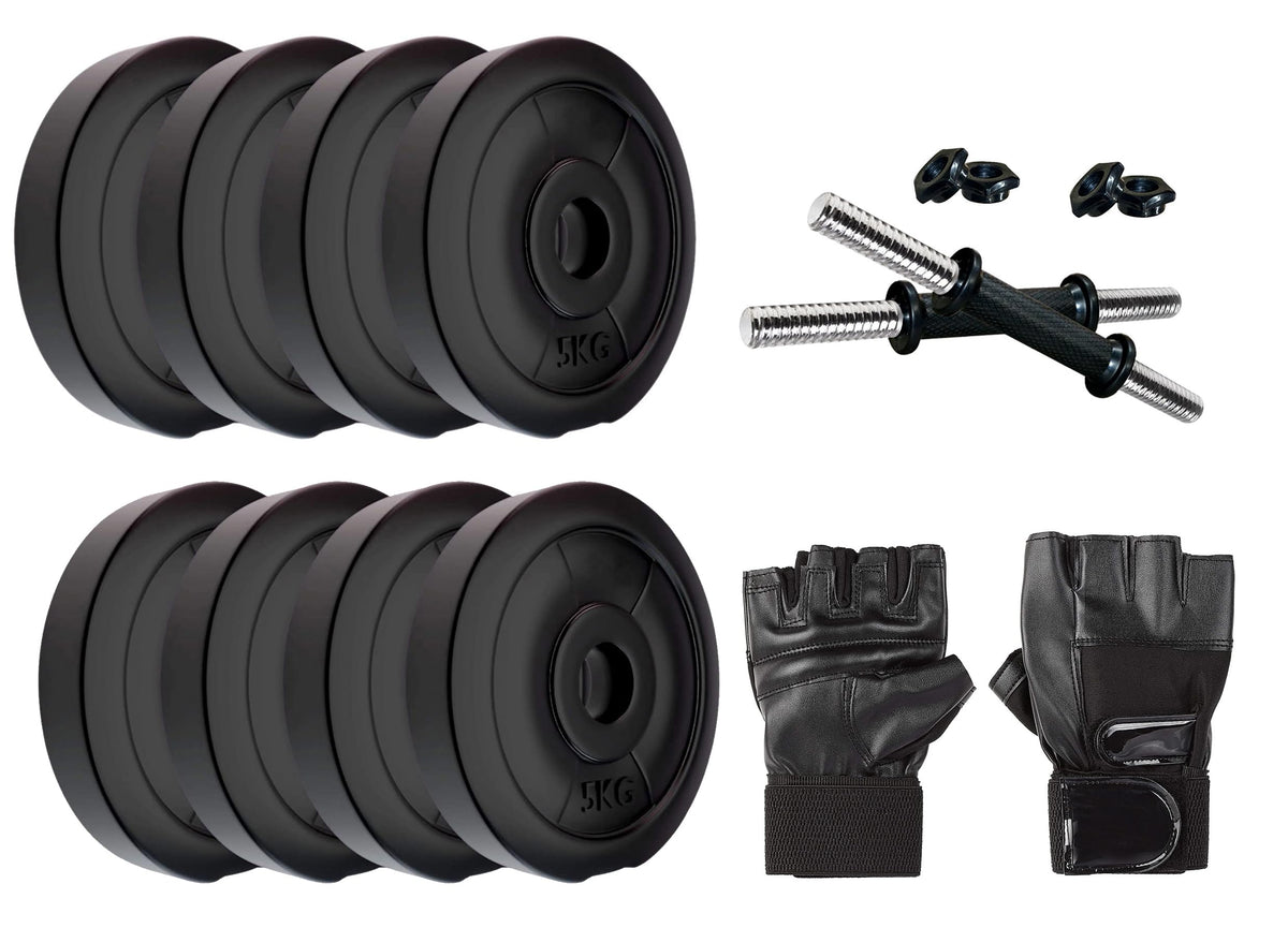 Musclen Fitness Dumbbell Set, 20Kg Adjustable Dumbbell Set With 1 Pair of Adjustable Dumbbell Rods, PVC Dumbbell Plates & 1 Pair