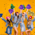 Dilibra 24 Pcs Metallic Cheerleading Pom Poms For Kids, Shiny Cheerleaders Cheer Pompoms With Baton Handle, Cheering Squad Hand