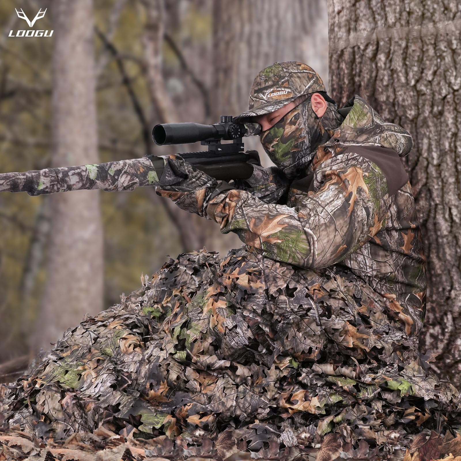 Loogu Camo Netting, Camouflage Netting For Sunshade, Camping, Shooting And Hunting And Many More (6.5X6.5Ft, 2Mx2M)