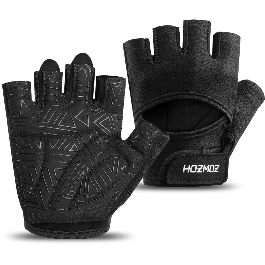 HOZMOZ Ventilated Weight Lifting Gloves, Thick Padded Workout Gym Gloves with Full Palm Protection & Grip & Shock Absorption for