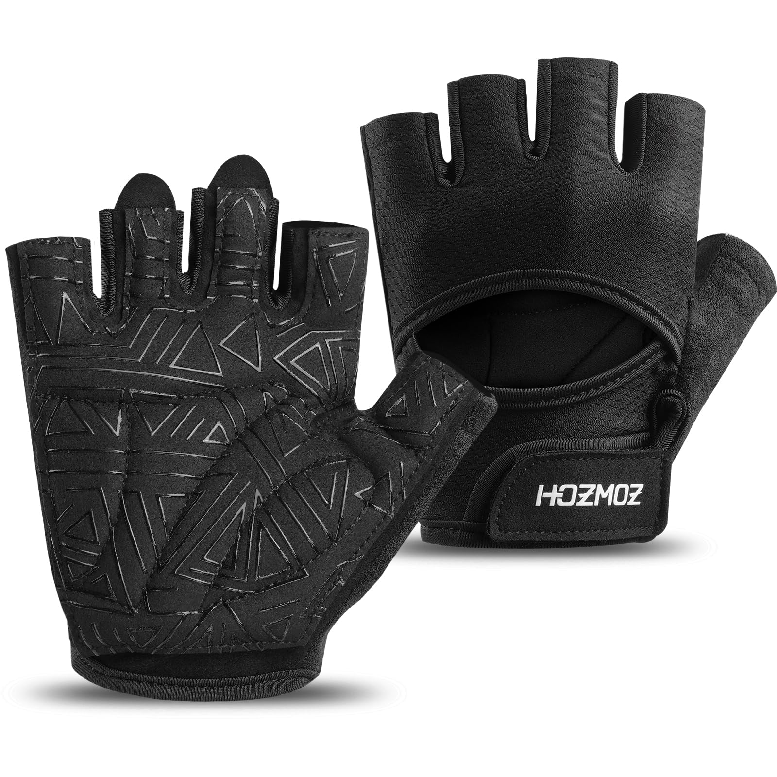 HOZMOZ Ventilated Weight Lifting Gloves, Thick Padded Workout Gym Gloves with Full Palm Protection & Grip & Shock Absorption for