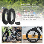 (Combo Pack) Calpalmy 20X4    Fat Bike Tire And Tube - 2 Bike Tires + 2 Bike Tubes Av 32Mm Valve For Fat Tire Mountain Bikes And
