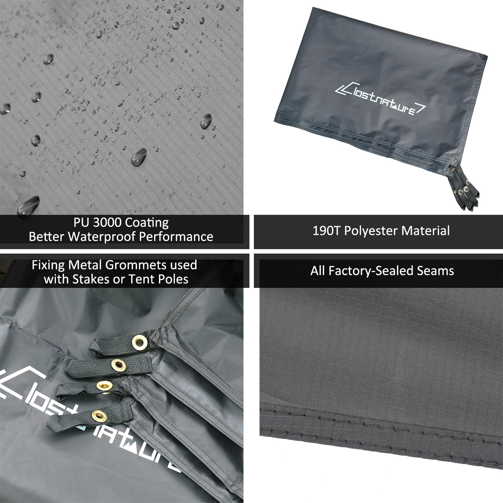 Clostnature Tent Footprint - Waterproof Camping Tarp, Heavy Duty Tent Floor Saver, Ultralight Ground Sheet Mat For Hiking, Backp