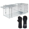 ANT MARCH Live Animal Cage Trap 32 ' 'x11.5 x13  Steel Humane Release Rodent Cage with Gloves for Rabbits, Stray Cat, Squirrel, 