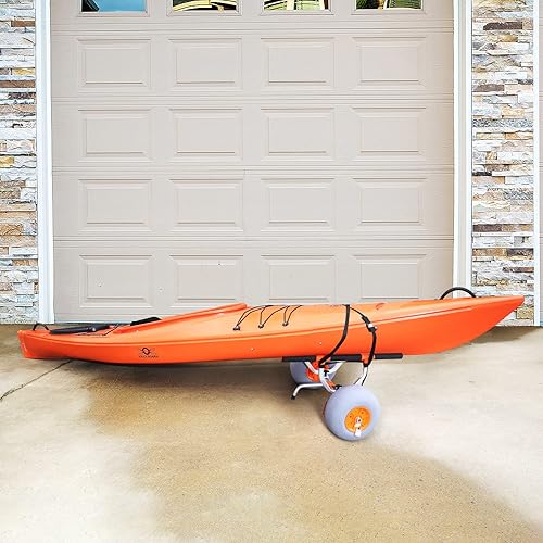Vevor Heavy Duty Kayak Cart, 350Lbs Load Capacity, Foldable Canoe Trolley With 13'' Beach Wheels, Adjustable Carrier Width & Non