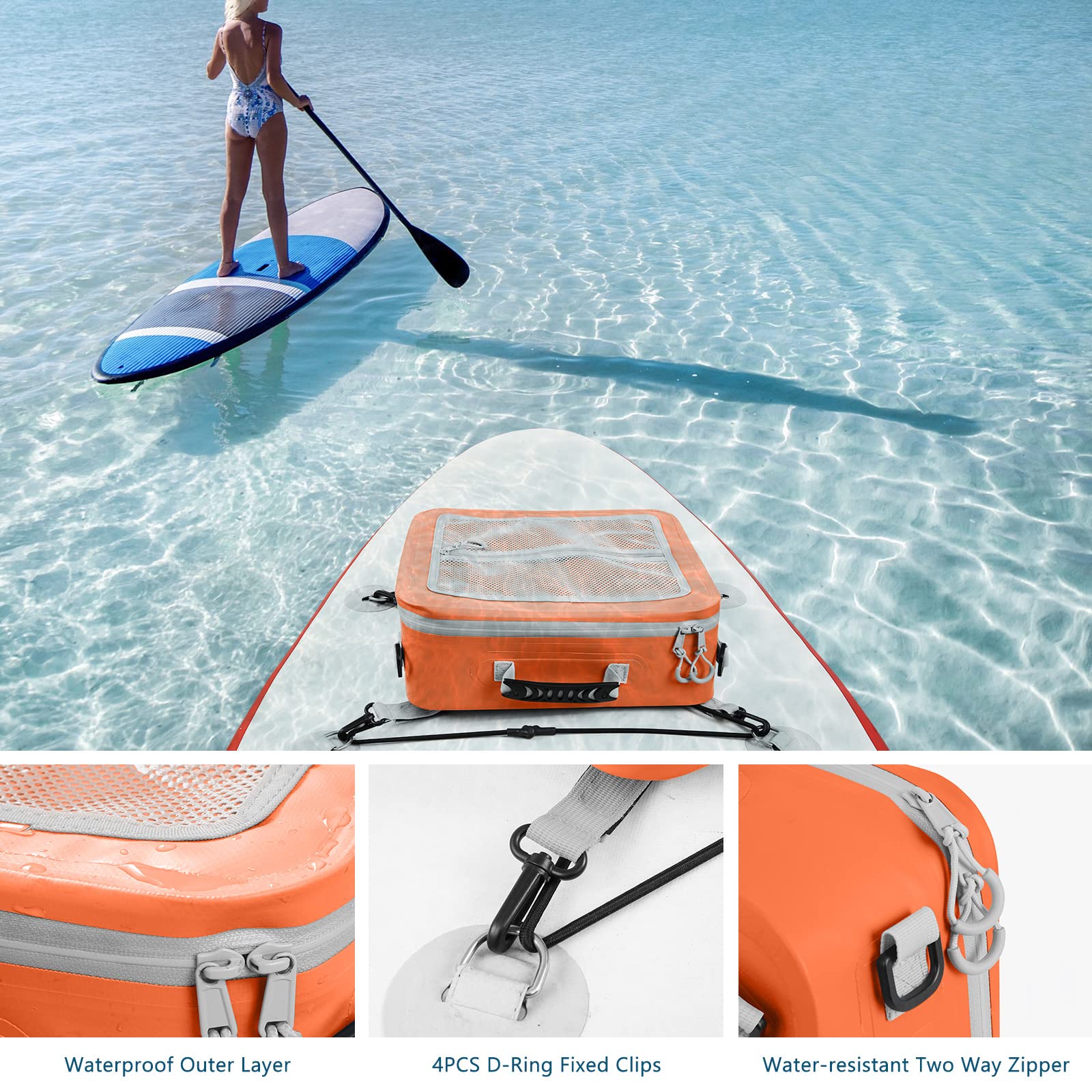 Morxplor Waterproof Pvc Paddleboard Cooler Deck Bag - 12 Can Soft Insulated Cooler For Paddleboarding, Camping, Kayaking