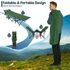 Goplus Folding Camping Cot, 27.5'' Sleeping Cot For Adults With Carry Bag, 600Lbs Weight Capacity, Slanted Head, Side Pocket, He