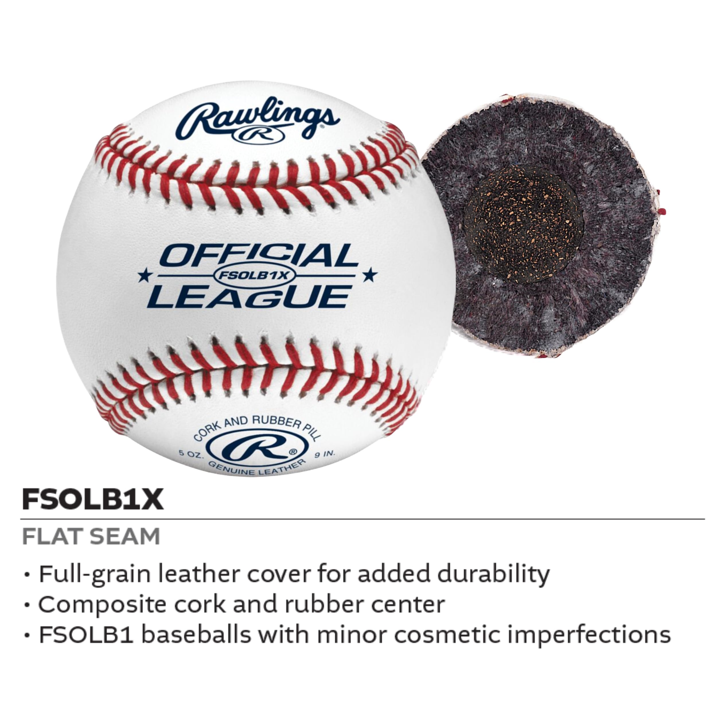 Rawlings | FLAT SEAM Official League Baseballs | FSOLB1X | Recreational Use Practice | 12 Count