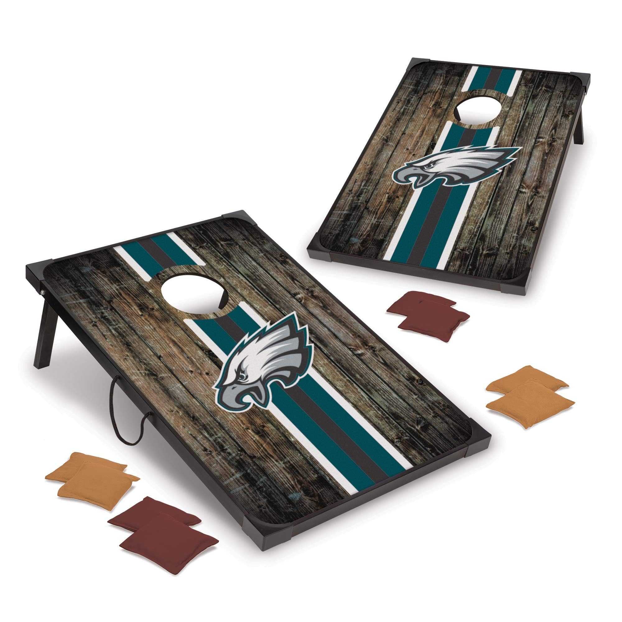 Wild Sports NFL Philadelphia Eagles 2 x 3 MDF Deluxe Cornhole Set - with Corners and Aprons, Team Color