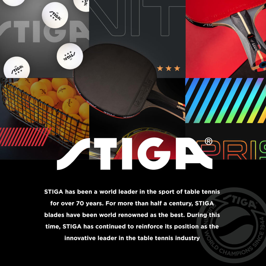 Stiga Prism Led Ping Pong Paddle - 5 Led Color Cycles - Color Gradient Mode - Includes 3 Glow-In-The-Dark Balls - 1.5Mm Sponge W