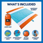 Sun Ninja Sand Free Beach Blanket - Outdoor Blanket, Beach Mat & Accessories - 10Ft X 9Ft Lightweight Blanket With Storage, Bott