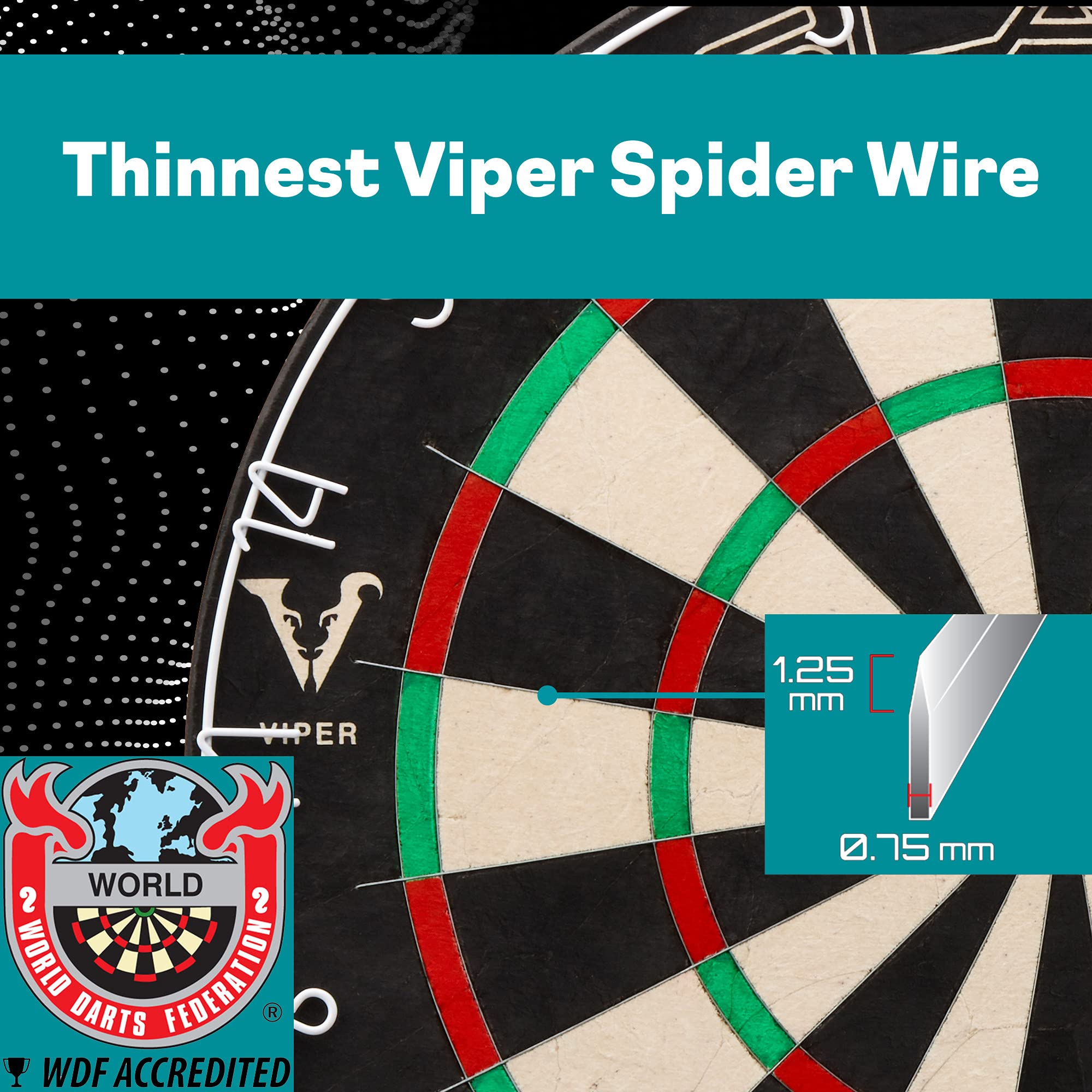 Viper Slash Official Competition Bristle Steel Tip Dartboard, Wdf Accredited With Staple-Free Ultra-Thin Metal Wiring, Self-Heal