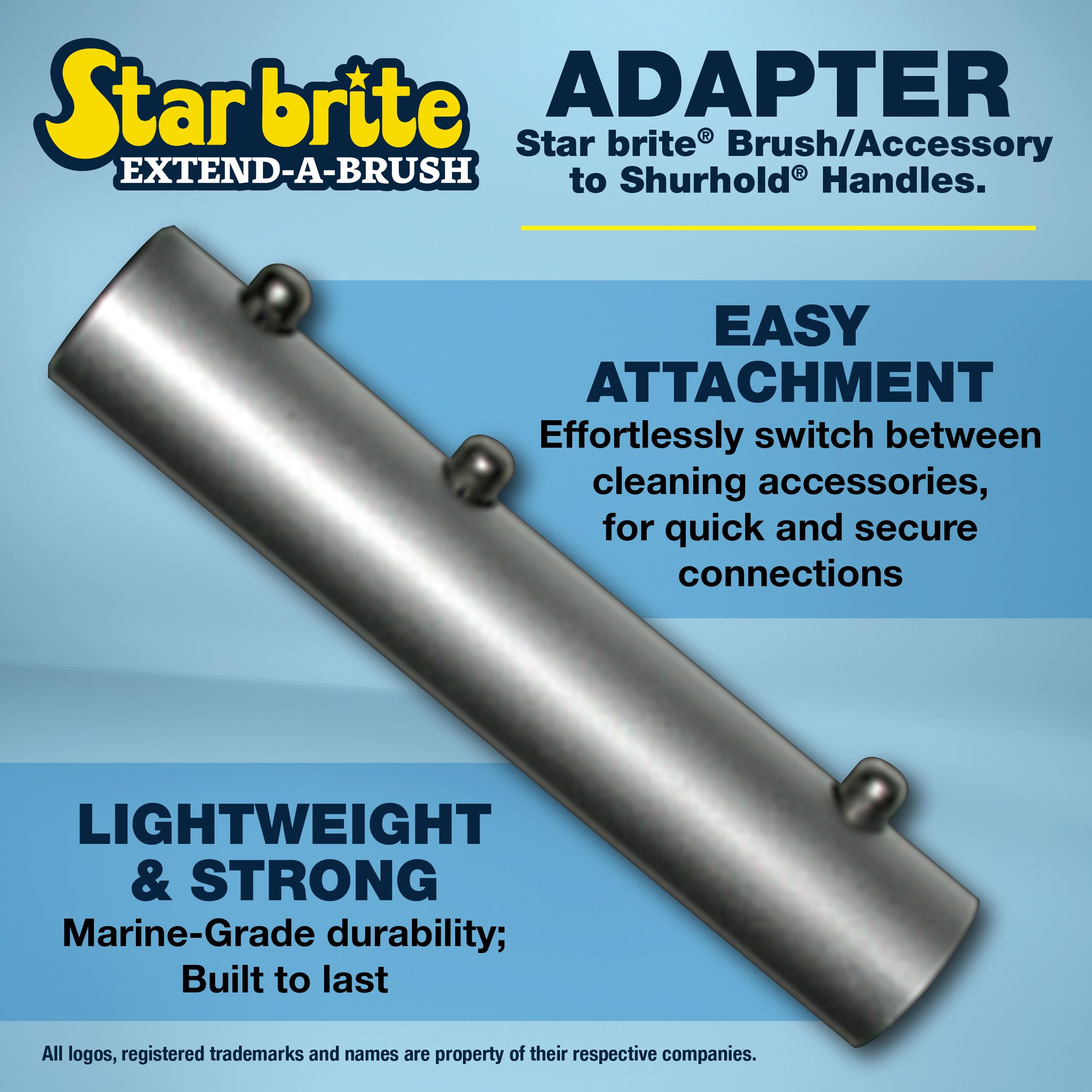 Star Brite Brush Adaptor For Shurhold Handles - Triple Anodized Aluminum Adapter For Easy Attachment Of Star Brite Accessories -