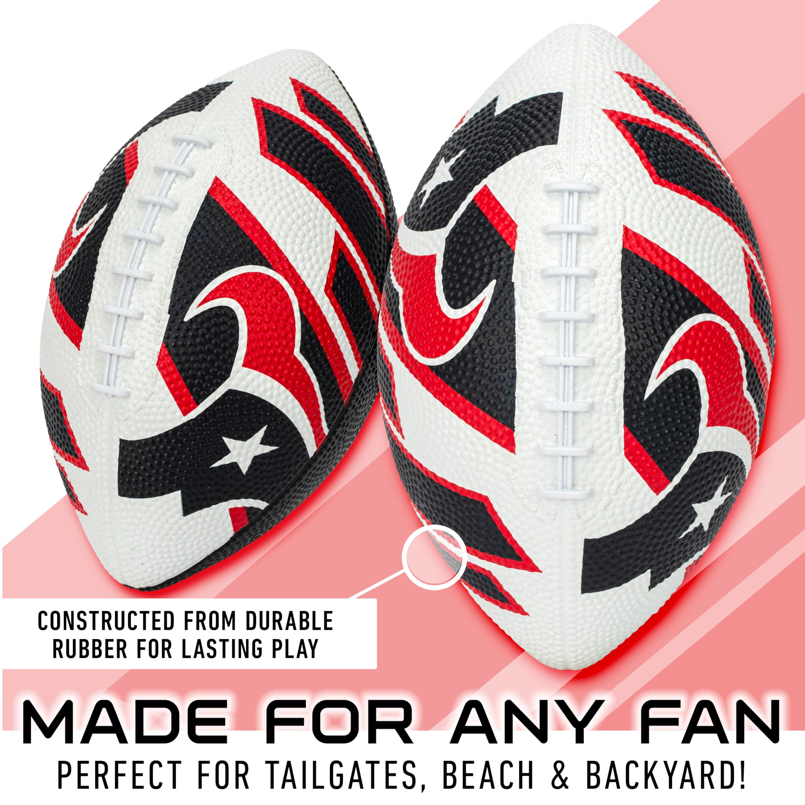 Franklin Sports Nfl Houston Texans Football - Youth Football - Mini 8.5'' Rubber Ball - Perfect For Kids - Team Logos And Colors