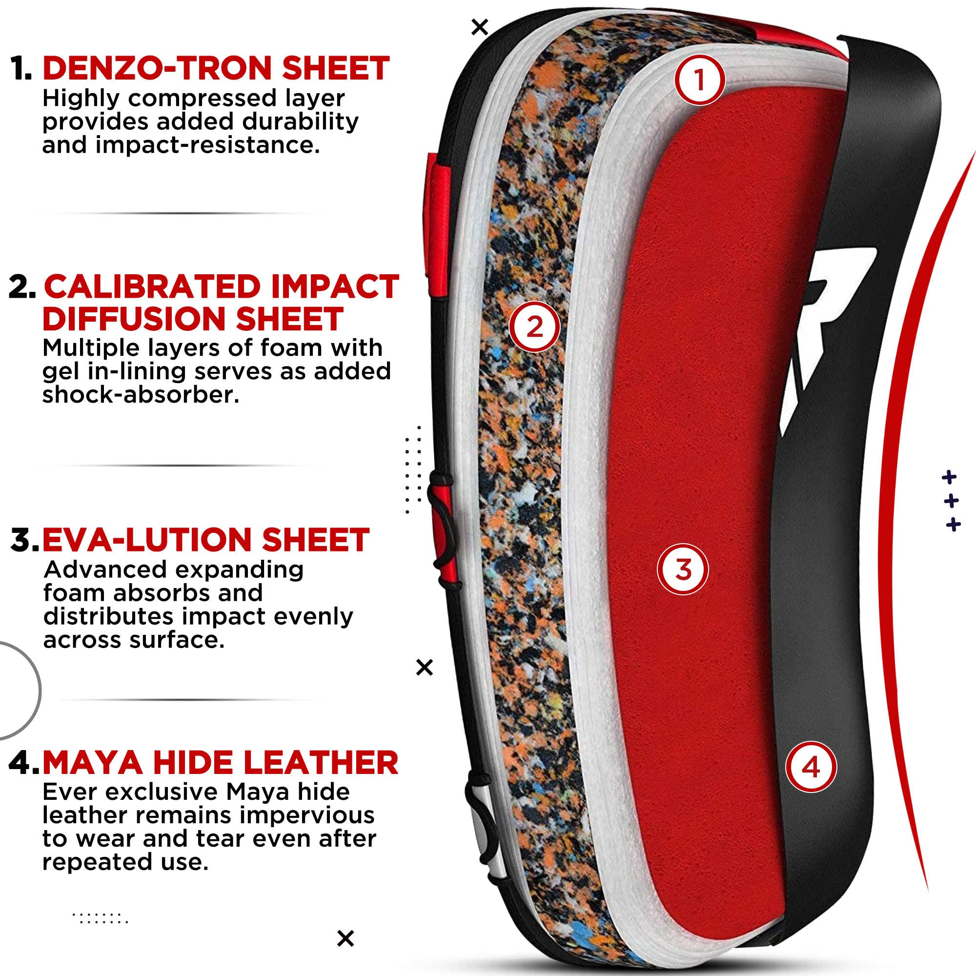 Rdx Muay Thai Pad For Training, Curved Kickboxing Kicking Strike Shield, Coaching Kick Boxing, Mma, Martial Arts, Karate, Taekwo
