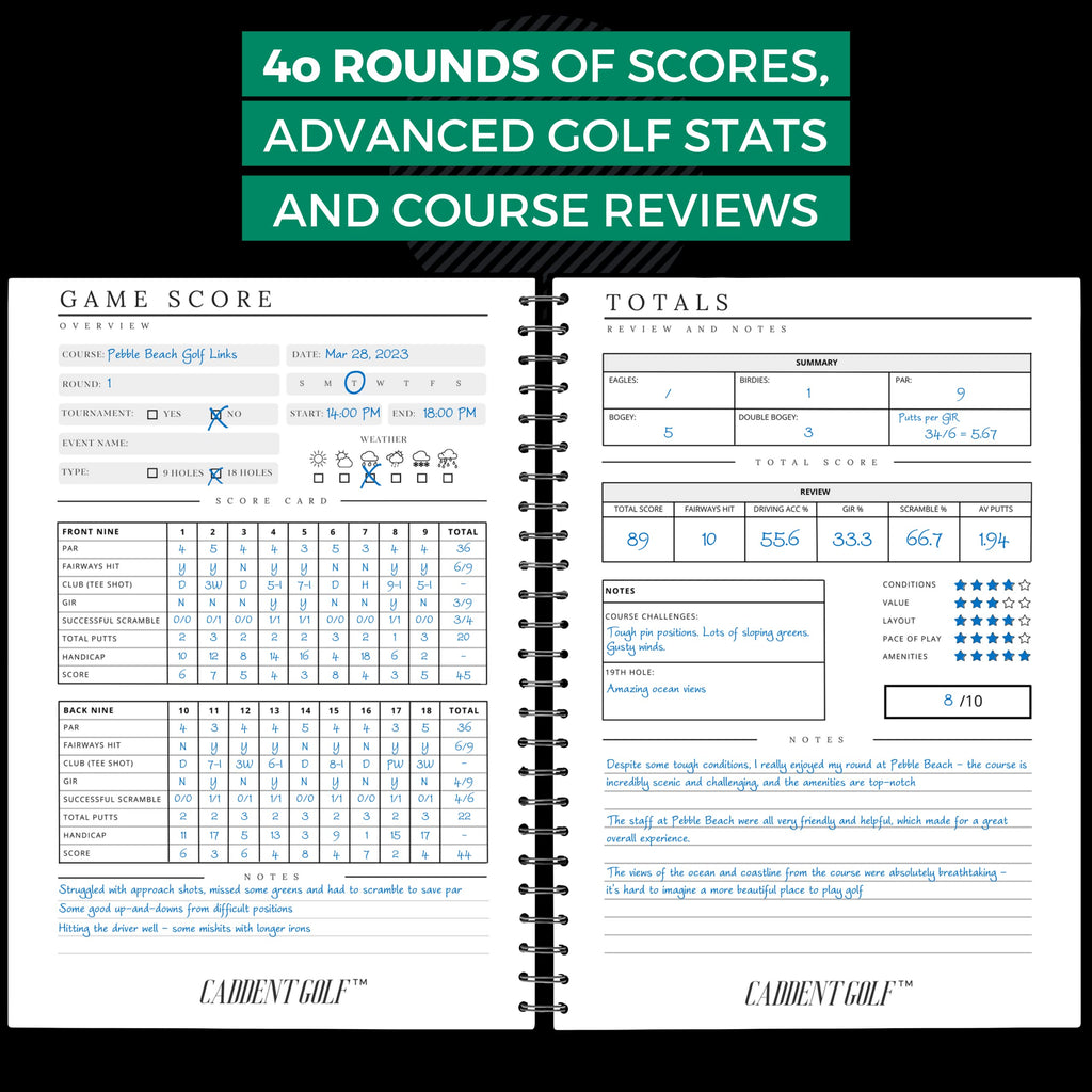 Golf Log Book: Hardcover Edition - Wire-Bound Golf Notebook For Practice Stats And Round Logging - Golf Scorecard Book With Golf