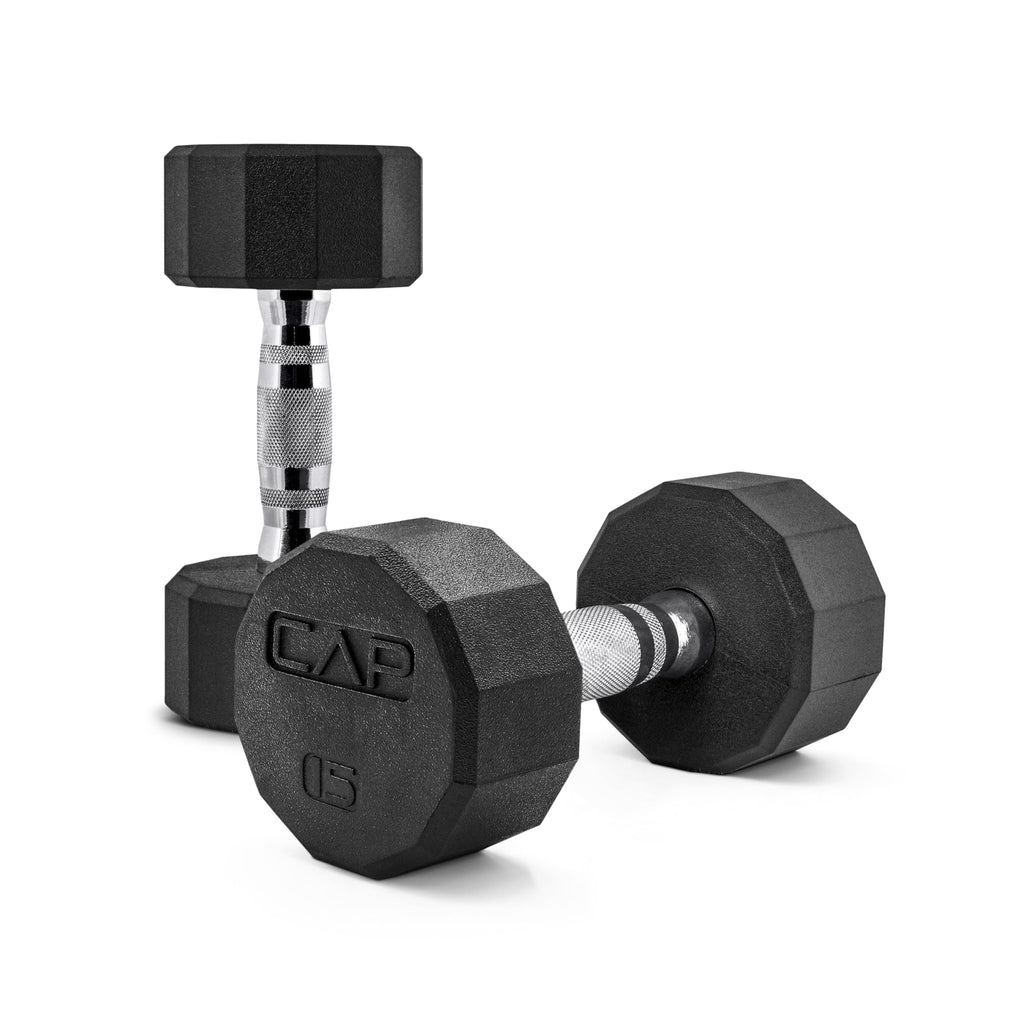 CAP Barbell 12-Sided Coated Dumbbell with Chrome Handle, Pair, 15 LB