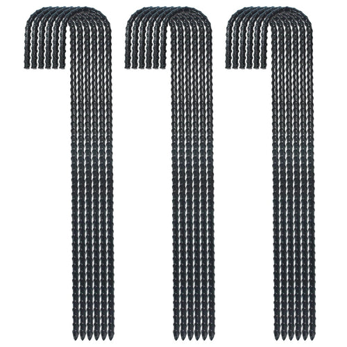 16 Inch Ground Rebar Stakes, J Hook Extra Heavy Duty Rust Proof Coated Steel Ground Anchors With Chisel Point End For Camping Te