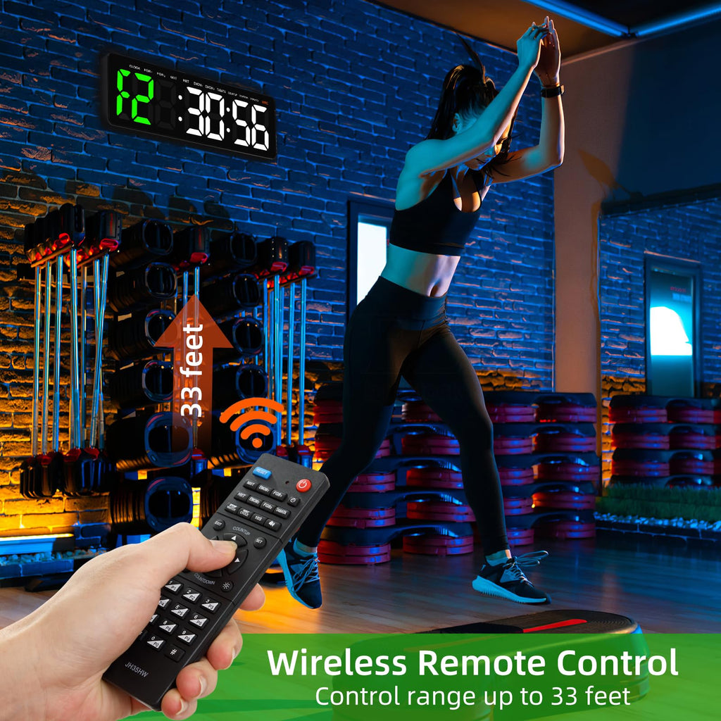 Anexer 16.5 Large Led Timer With Remote Control - Multifunction Countdown Clock For Gym, Hiit, Mma Training, Wall/Desktop Mount,