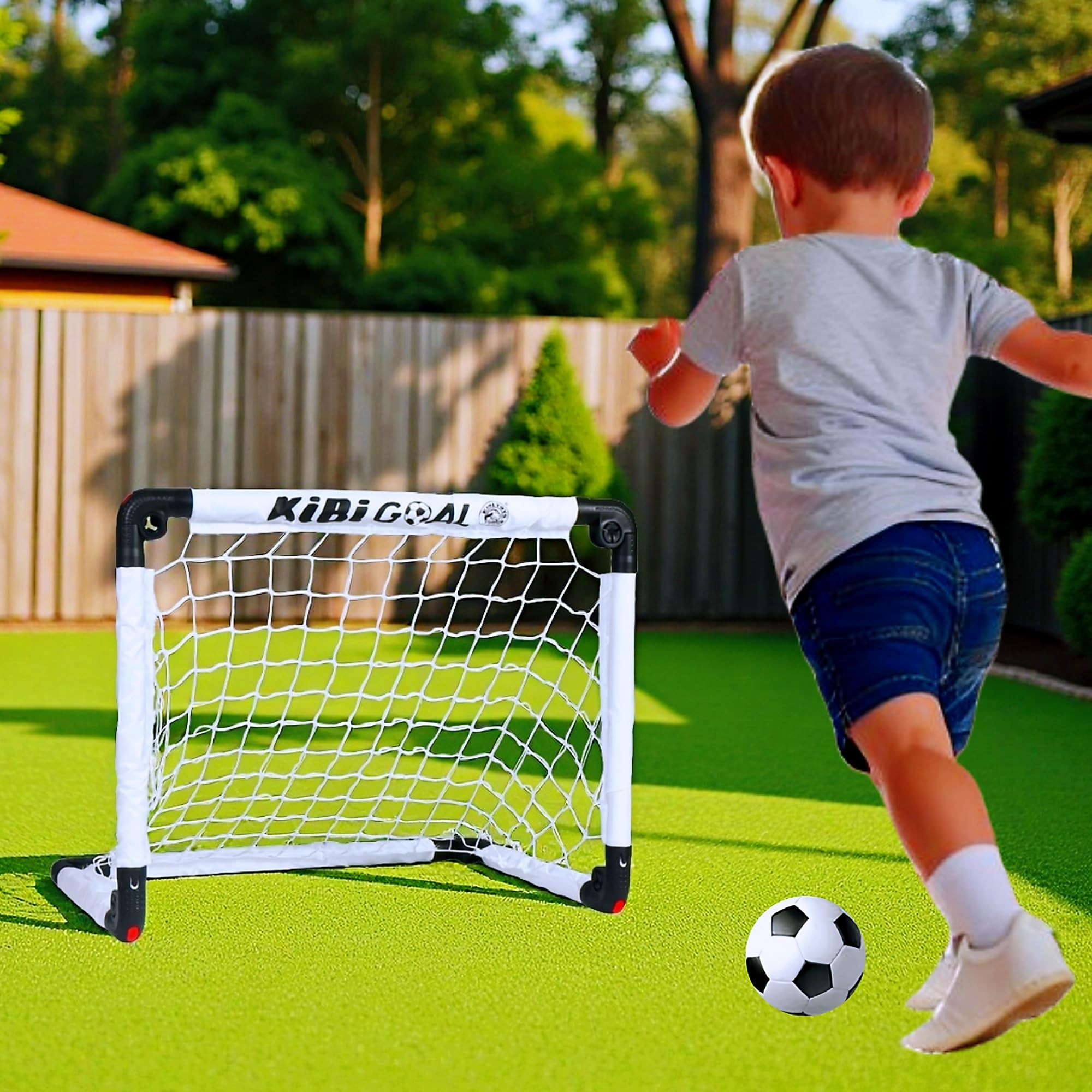 KiBiGOAL Mini Toddler Soccer Goal Set, White Foldable Goal for Kids, Kids Goals for The Backyard + Indoor + Outdoor Soccer Toy(2