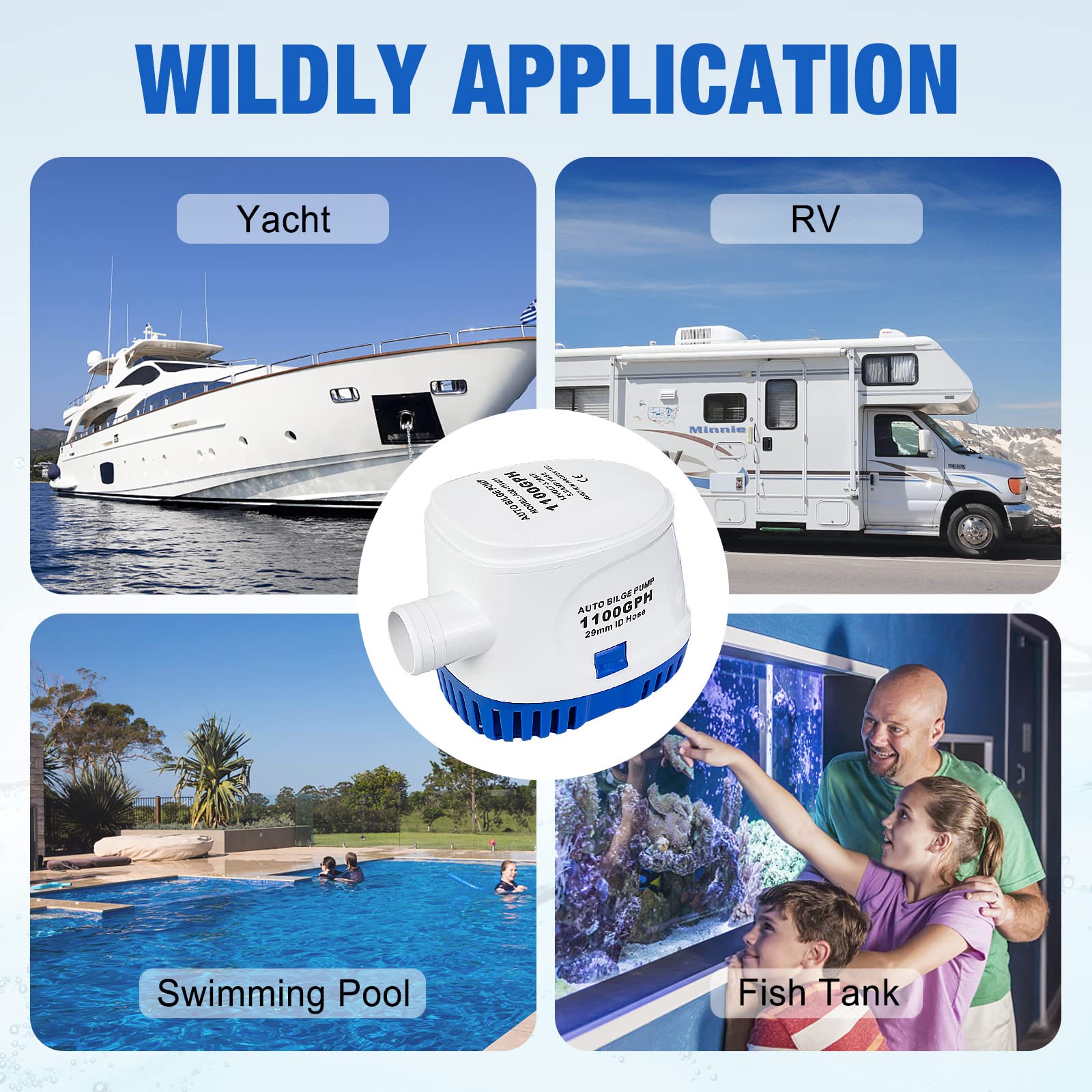 Eco-Worthy Automatic 12V Bilge Pumps For Boats 1100Gph Auto With Float Switch For Rv Caravan