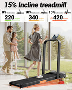 15% Incline Walking Pad Treadmills for Home and Office, 3-in-1 Folding Treadmill, Portable Under Desk Treadmill with 2.5 HP Quie