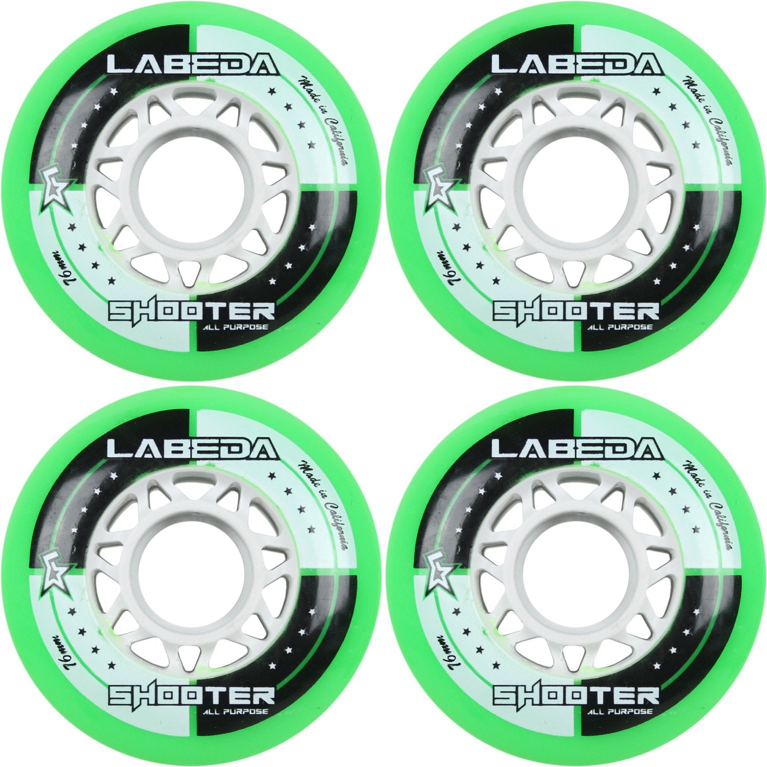 Labeda Wheels Inline Roller Hockey Shooter All Purpose Green 76Mm 83A X4