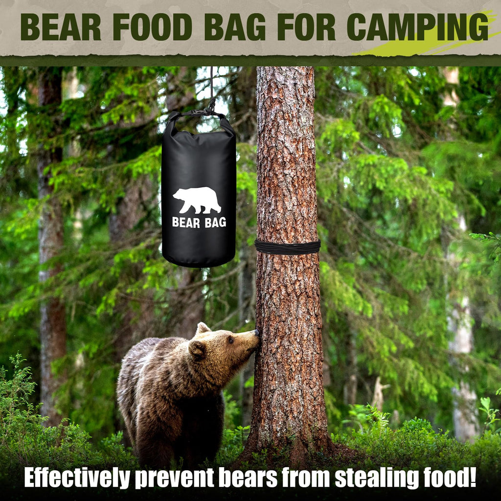 Foilswirl 1 Set Bear Food Bag For Camping Ultralight Food Hanging System Includes Waterproof Bear Bag, Nylon Ropes, Hooks For Ca