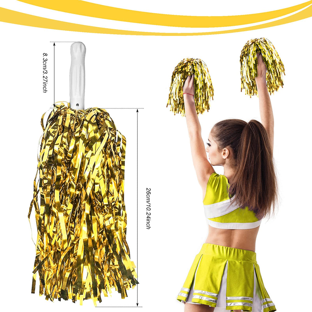 Dilibra 24Pcs Metallic Cheerleading Pom Poms, Cheerleaders Cheer Pom Poms Cheering Squad Hand Flower For Kids Adults Team Spirit