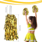 Dilibra 24Pcs Metallic Cheerleading Pom Poms, Cheerleaders Cheer Pom Poms Cheering Squad Hand Flower For Kids Adults Team Spirit