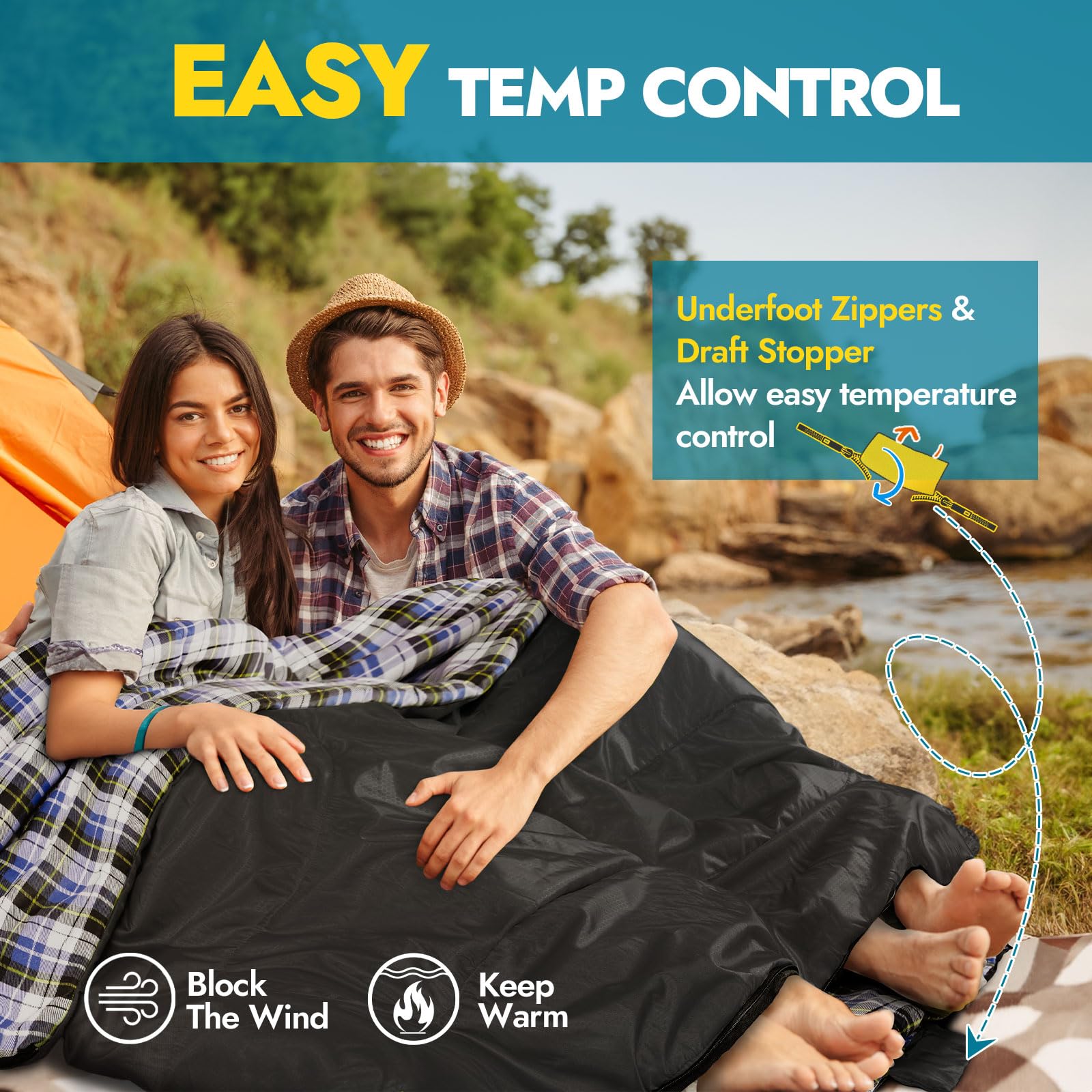 Canway Flannel Double Sleeping Bag For Adults With 2 Pillows 2 Person Sleeping Bags Camping Xxl Queen Size Two Person Sleeping B