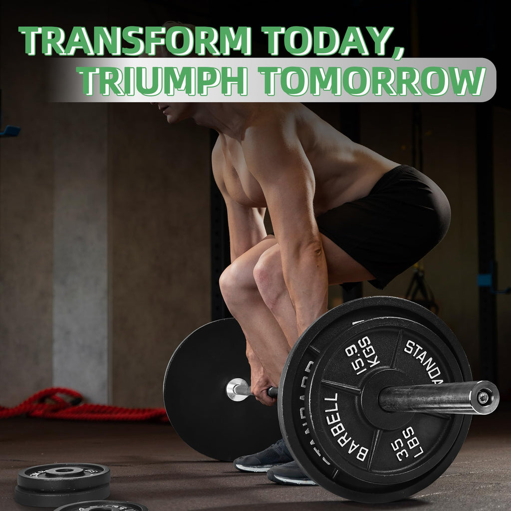 Fitvids Olympic Cast Iron 2-Inch Weight Plate for Strength Training & Weightlifting, Multiple Weights Available, 45LB Set (2.5LB