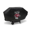 Rico Industries NCAA Wisconsin Badgers Black Deluxe Grill Cover Deluxe Vinyl Grill Cover - 68 Wide/Heavy Duty/hook and loop Stap