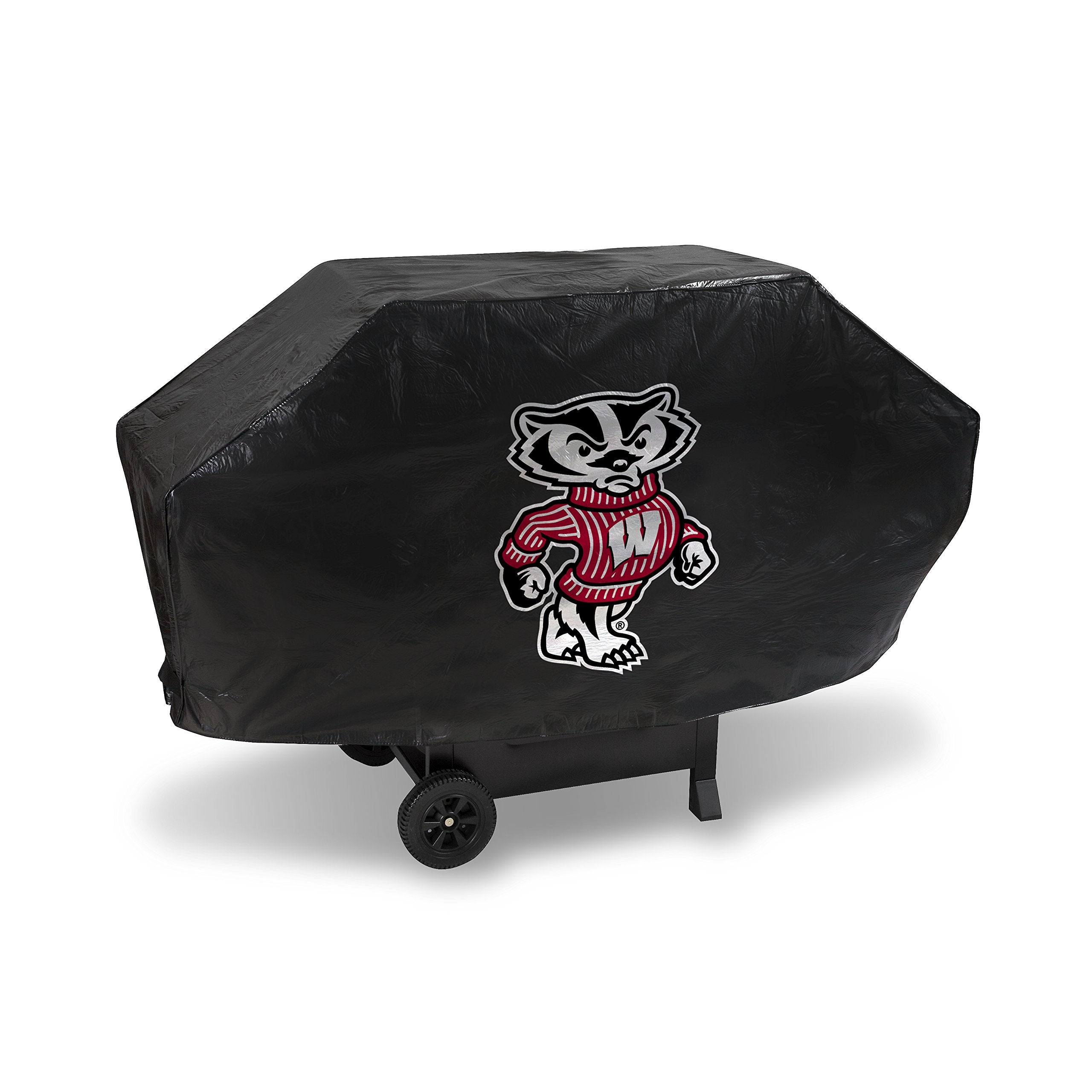 Rico Industries NCAA Wisconsin Badgers Black Deluxe Grill Cover Deluxe Vinyl Grill Cover - 68 Wide/Heavy Duty/hook and loop Stap