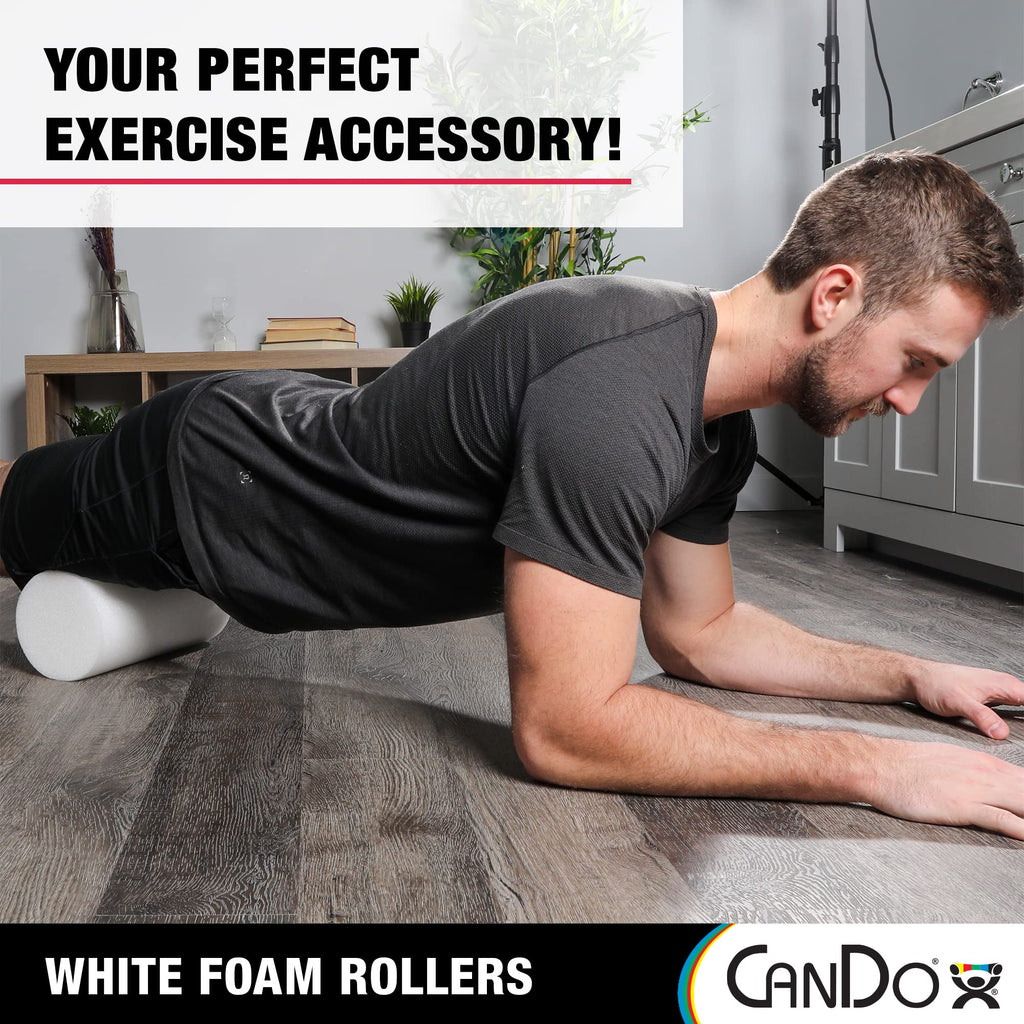 Cando White Pe Foam Rollers For Exercise, Finess, Muscle Restoration, Massage Therapy, Sport Recovery And Physical Therapy For H