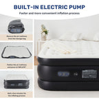 Yssoa Queen Camping Air Mattress With Built-In Electric High-Speed Pump, 18 Bed Height, Blow Up Inflatable Airbed With Carrying