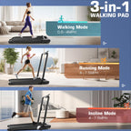Ancheer Treadmill With Handle Bar, 3.0 Hp Foldable Walking Pad With 12% Incline And Handles, 320 Lbs Capacity-Portable Under Des