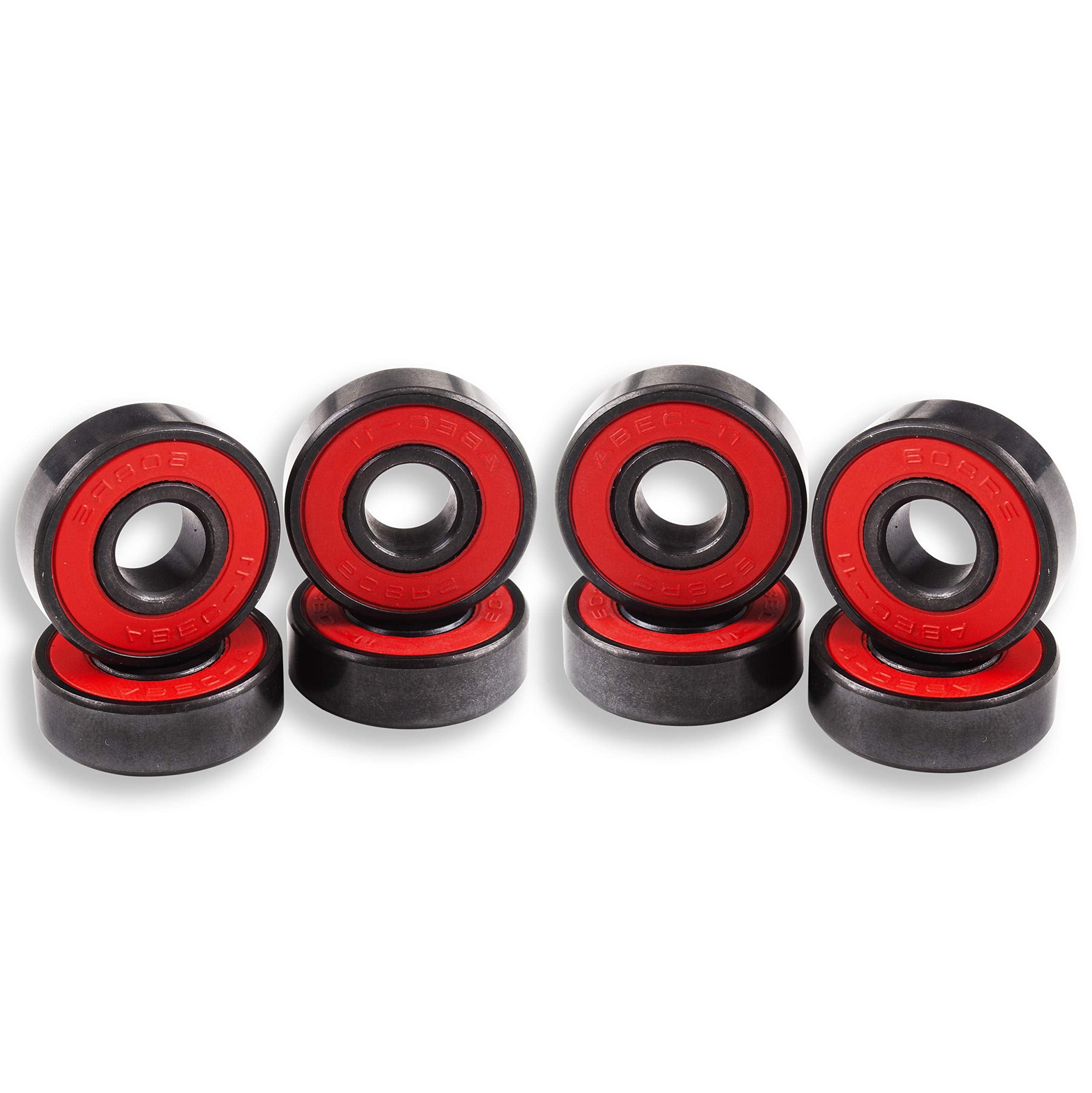Senston Ceramic Skateboard Bearings High Speed Double Shielded 608 Rs Abec-11 8 Pack Set For Skateboard Trucks Scooters Wheel Ro