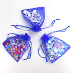 Lautechco 100Pcs Organza Bags 5X7 Inches Royal Blue Organza Gift Bags Small Mesh Bags Drawstring Gift Bags Christmas Drawstring