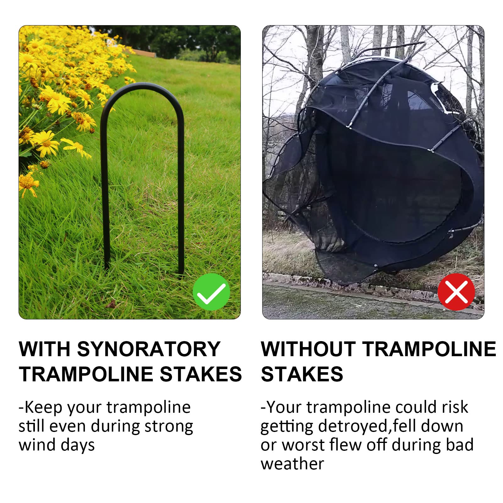 Trampoline Accessories Trampolines Stakes Trampoline Anchors Kit Heavy Duty High Wind U Type, Safety Trampoline Accessories Galv