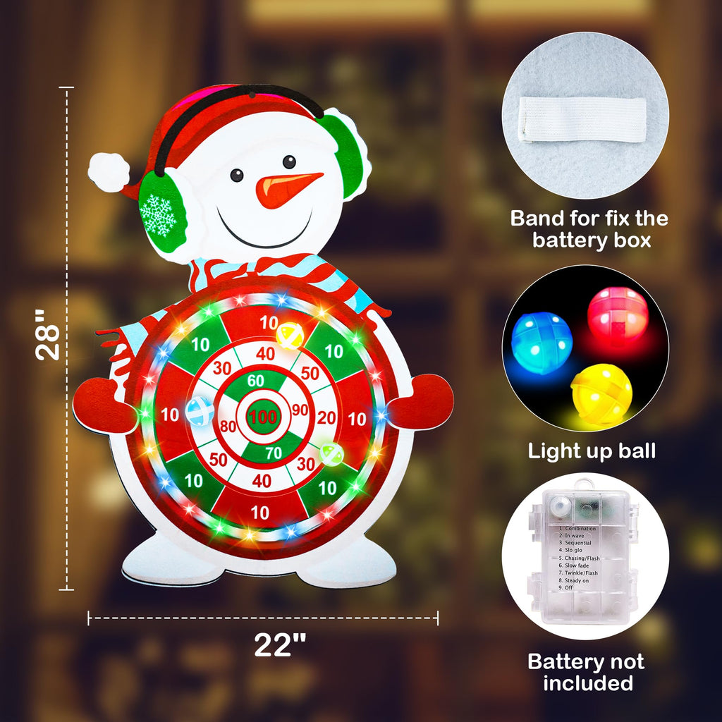 Christmas Games For Families, Light Up Dart Board For Kids Adults With 12 Sticky Balls Christmas Party Games Outdoor Indoor Yard