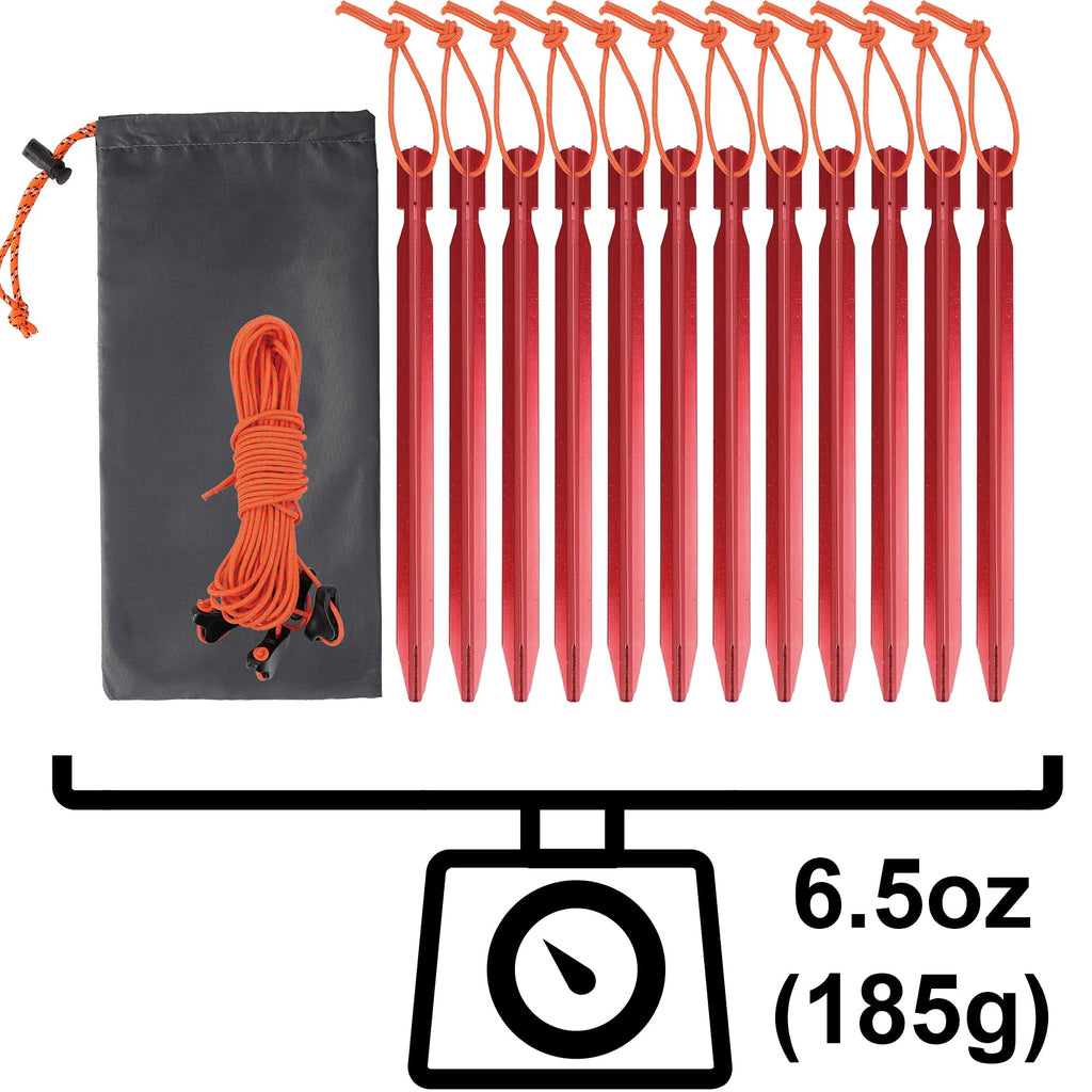 Clostnature Aluminum Tent Stakes - Heavy Duty Tent Pegs With Ropes, Ultralight Tent Stakes For Camping, Canopy(12Pc Pack)