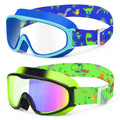 Vvinca Kids Swim Goggles 2 Pack, Cartoon Fabric Strap No Hair Pulling Swimming Goggles for Boys Girls 3-12, Anti-Fog Waterproof 